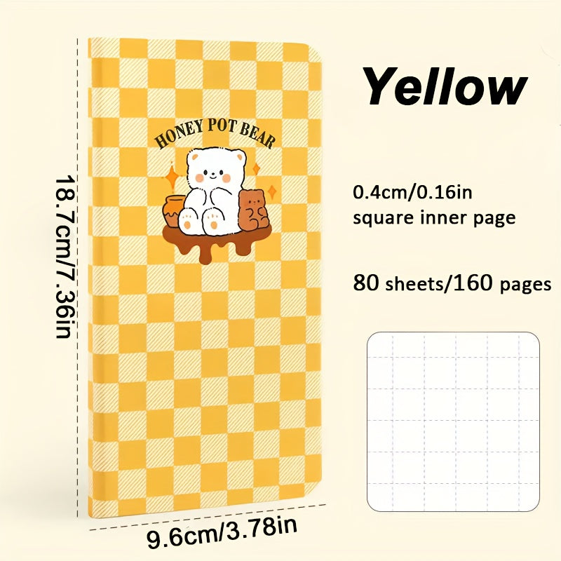 1pc Cute Cartoon Animal Theme Notebook, 80 Sheets\u002F160 Pages, Grid Diary Planner for Weekly Planning and Journaling – Perfect School & Office Use! Back-to-School Essential