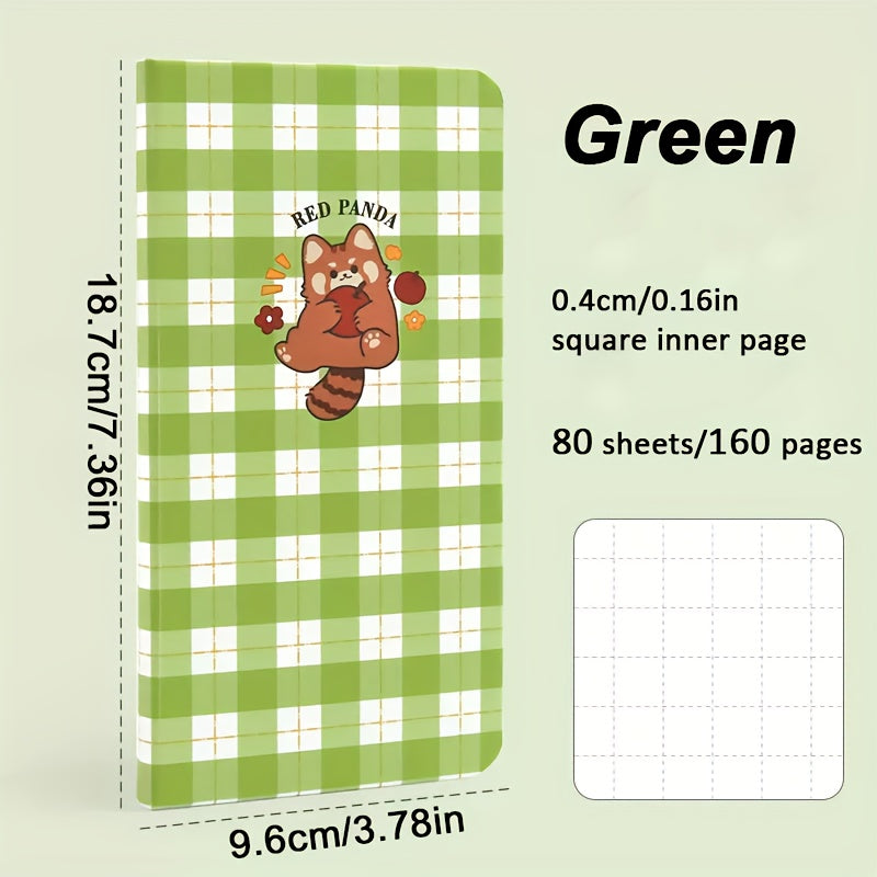1pc Cute Cartoon Animal Theme Notebook, 80 Sheets\u002F160 Pages, Grid Diary Planner for Weekly Planning and Journaling – Perfect School & Office Use! Back-to-School Essential
