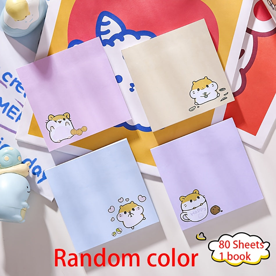 80 Sheets Per Book of Adorable Portable Solid Color Cartoon Sticky Notes - Random Colors of Tearable Paper Towels And Reminder Notes