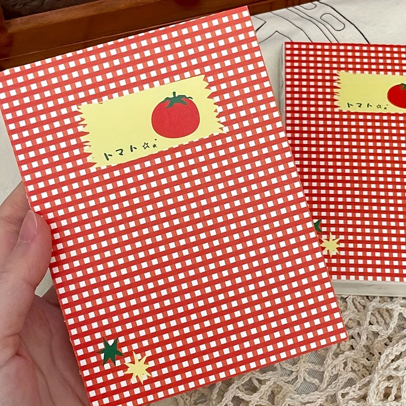 100pcs of Korean-Style Tomato Checkered High-Quality Blank Mini Notebooks, Unique Student Planners And Diaries